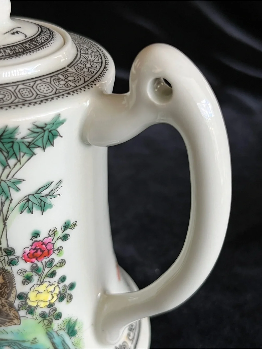 Beautiful Chinese Famille Rose Quail and Floral Teapot